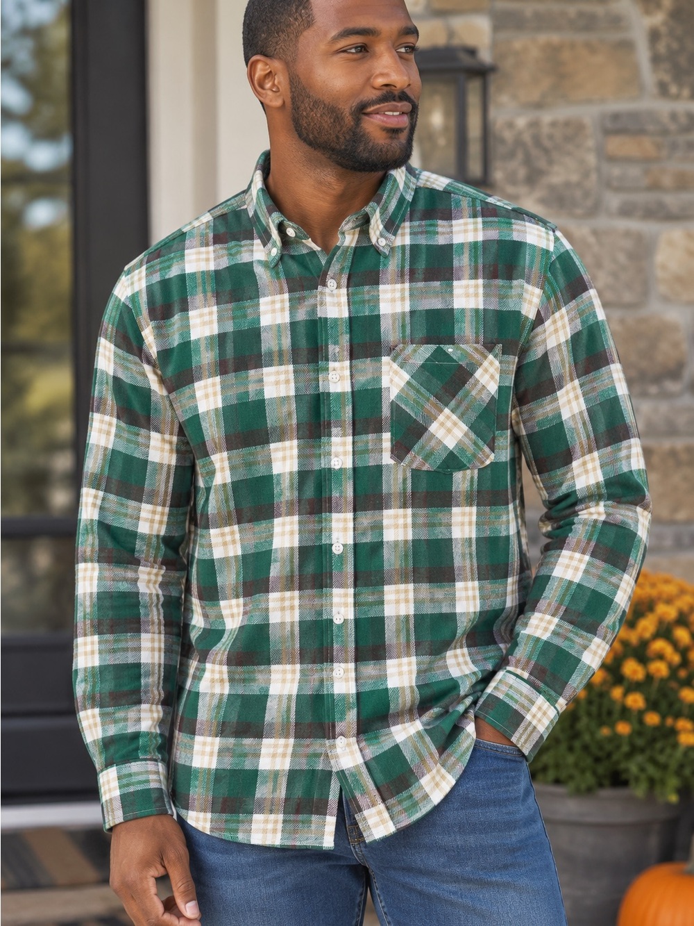 Bogari Men’s Button Down Fall Flannel